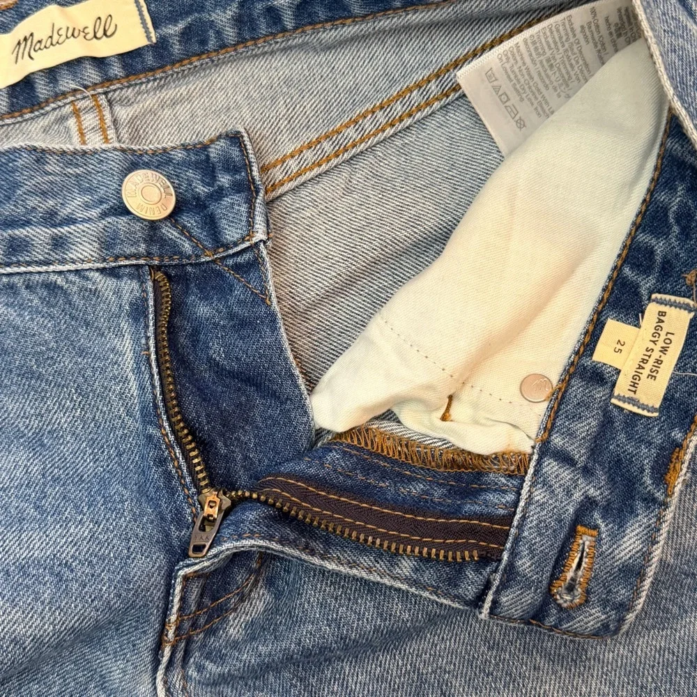 Madewell Low Rise Baggy Straight Jeans Womens 25 Vintage Wash Classic Denim Blue - Picture 8 of 11